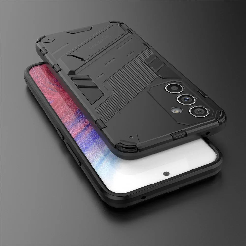 Anti-scratch Phone Cover for Samsung Galaxy A54 5G, Anti-drop Hard PC Soft TPU Hybrid Phone Case Kickstand - Black - 5