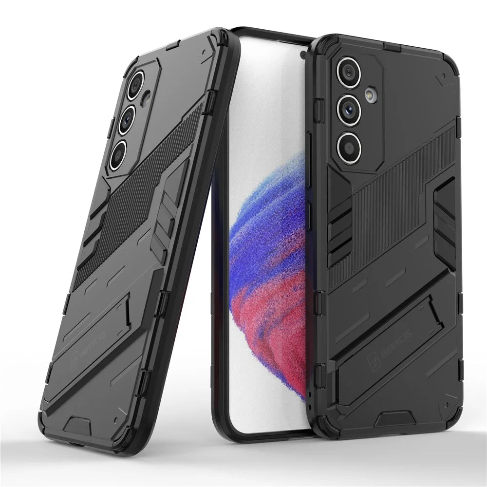 Anti-scratch Phone Cover for Samsung Galaxy A54 5G, Anti-drop Hard PC Soft TPU Hybrid Phone Case Kickstand - Black - 6