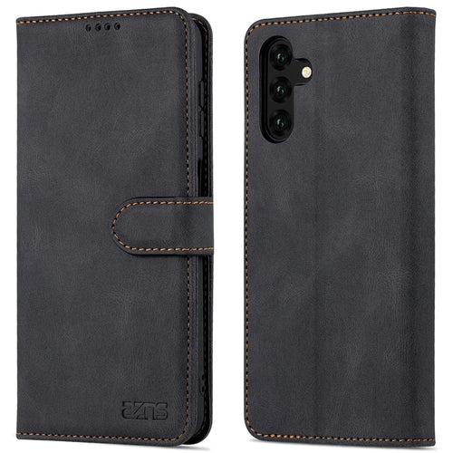 AZNS For Samsung Galaxy A14 5G / A14 4G PU Leather + TPU Smartphone Case Wallet Stand Drop-proof Phone Cover - Black - 1