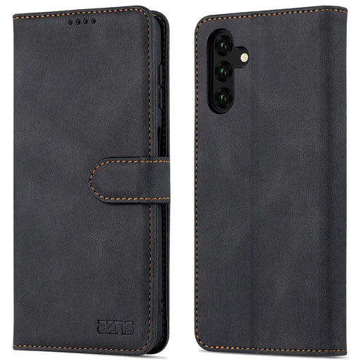 AZNS For Samsung Galaxy A14 5G / A14 4G PU Leather + TPU Smartphone Case Wallet Stand Drop-proof Phone Cover - Black - 1