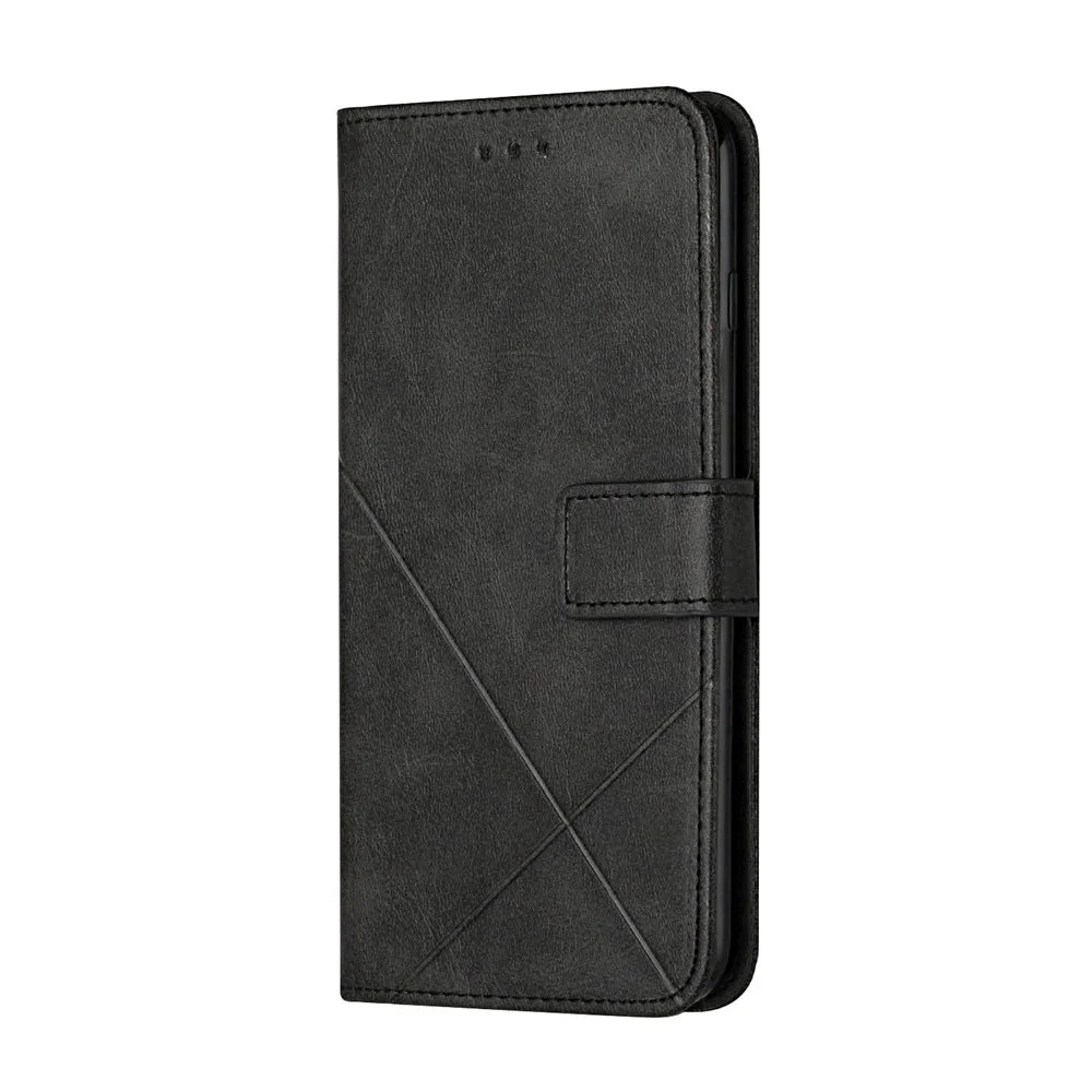Drop-proof Phone Cover For Samsung Galaxy A34 5G, Line Imprinting Solid Color PU Leather Wallet Stand Protective Phone Case with Strap - Black - 4