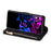 For Samsung Galaxy A34 5G Color Splicing PU Leather Wallet Case Imprinting Lines Zipper Pocket Stand Flip Phone Cover with Strap - Black - 3