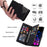 For Samsung Galaxy A34 5G Color Splicing PU Leather Wallet Case Imprinting Lines Zipper Pocket Stand Flip Phone Cover with Strap - Black - 5