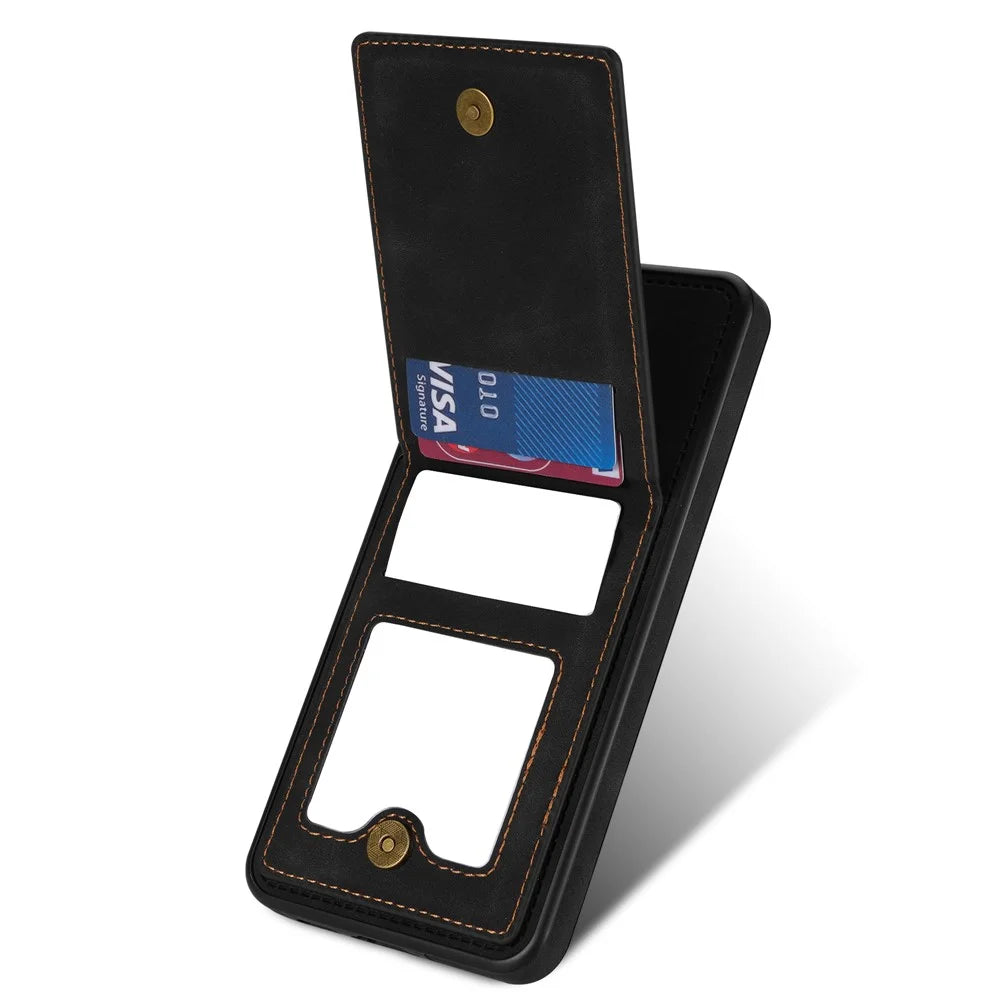 N.BEKUS for Samsung Galaxy S23+ RFID Blocking Card Holder Kickstand PU Leather Coated TPU Case Shockproof Phone Cover - Black - 3