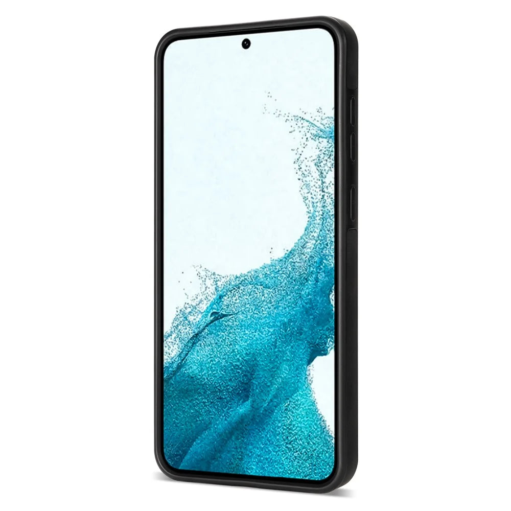 N.BEKUS for Samsung Galaxy S23+ RFID Blocking Card Holder Kickstand PU Leather Coated TPU Case Shockproof Phone Cover - Black - 7