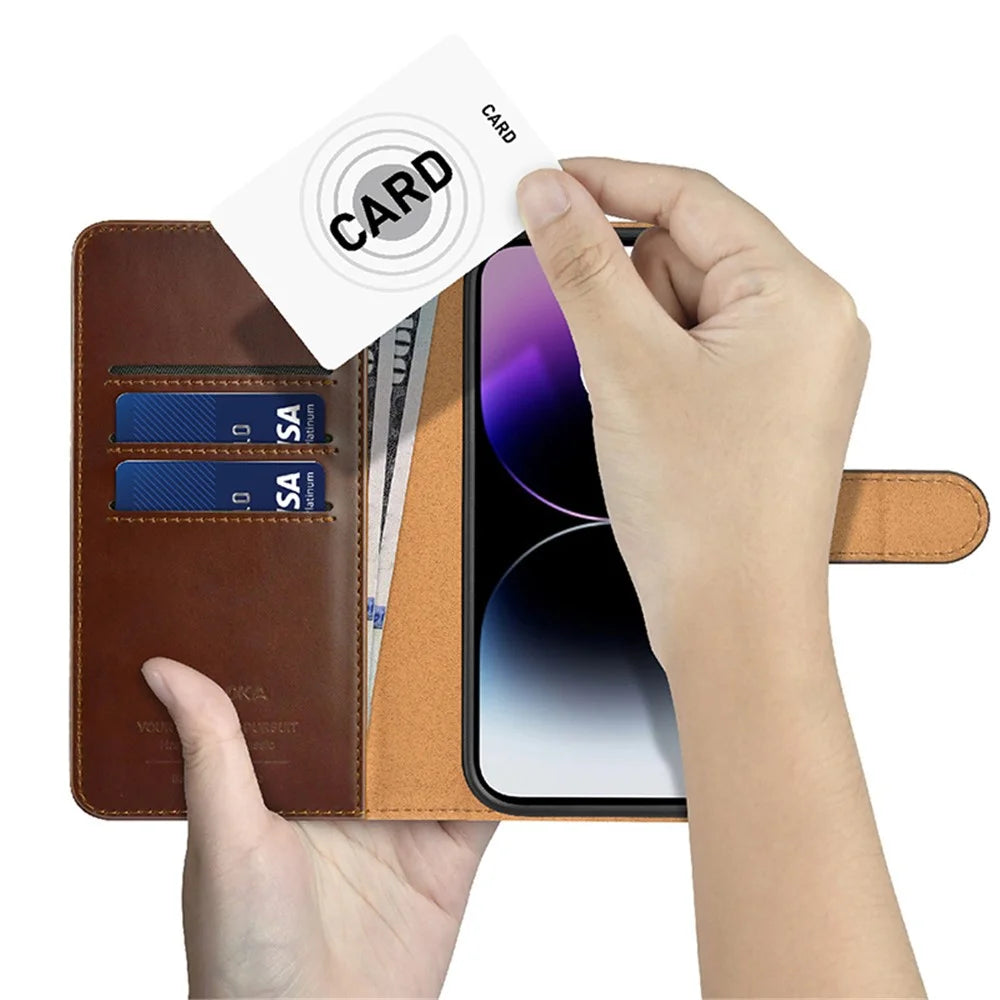 PULOKA For iPhone 13 Pro 6.1 inch Detachable 2-in-1 Phone Case Magnetic Clasp PU Leather Stand Wallet Case Support Wireless Charging - Brown - 5