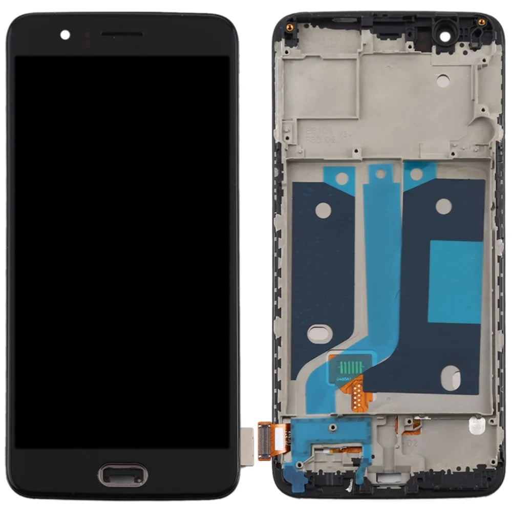 For OnePlus 5 Grade C OLED Screen and Digitizer Assembly + Frame (without Logo) - Black - 1