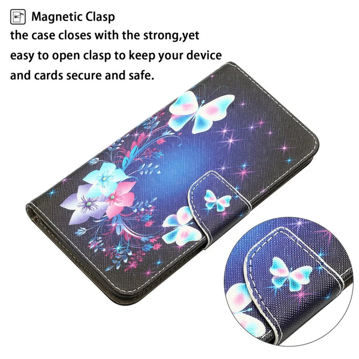 For Samsung Galaxy A54 5G Cross Texture PU Leather Wallet Case Pattern Printing Magnetic Closure Stand Phone Cover with Strap - Butterfly - 5