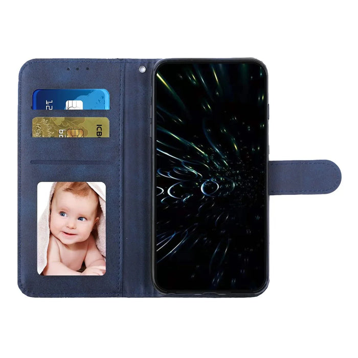 For Samsung Galaxy A54 5G Magnetic Clasp Wallet Phone Case Foldable Stand Stitching Imprinted Line PU Leather Cover - Sapphire - 2