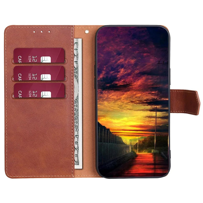 For TCL 40R 5G Shockproof Magnetic PU Leather Flip Phone Case RFID Blocking Wallet Stand Folio Cover - Brown - 2