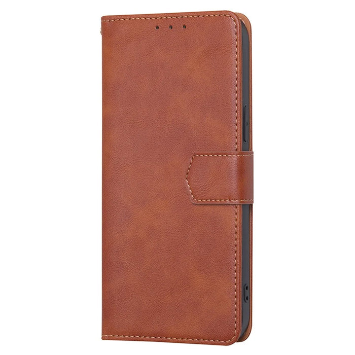For TCL 40R 5G Shockproof Magnetic PU Leather Flip Phone Case RFID Blocking Wallet Stand Folio Cover - Brown - 6