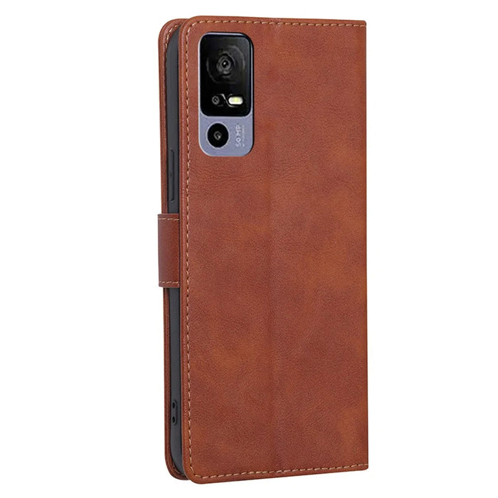 For TCL 40R 5G Shockproof Magnetic PU Leather Flip Phone Case RFID Blocking Wallet Stand Folio Cover - Brown - 7