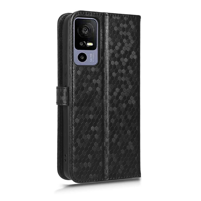 For TCL 40R 5G Dot Pattern Imprinted PU Leather Flip Wallet Cover Stand Scratch-resistant Anti-drop Phone Case with Strap - Black - 7