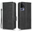 For TCL 40R 5G Imprinted Triangle Pattern PU Leather Flip Phone Wallet Case Stand Anti-wear Smartphone Cover with Hand Strap - Black - 1