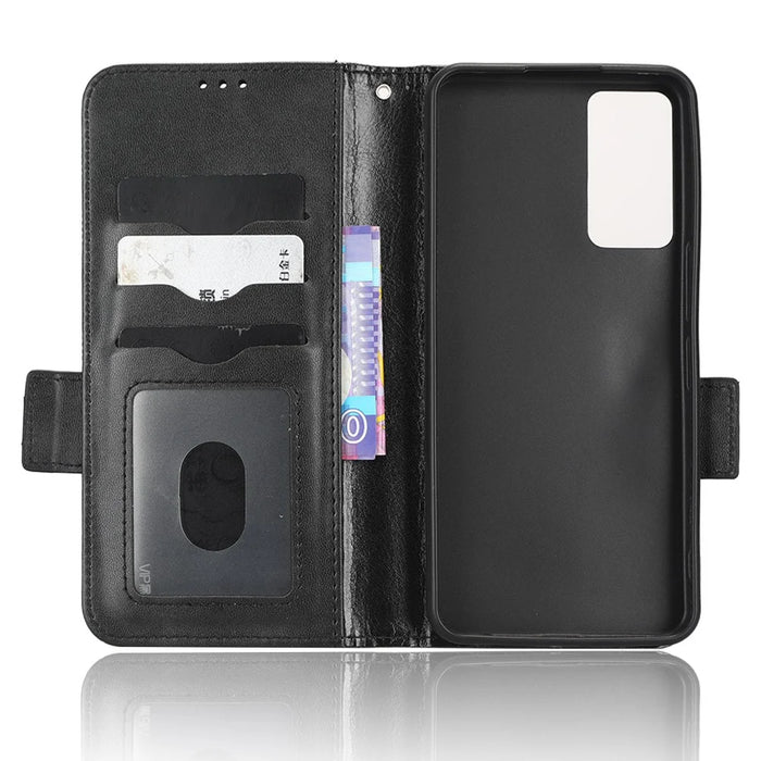 For TCL 40R 5G Imprinted Triangle Pattern PU Leather Flip Phone Wallet Case Stand Anti-wear Smartphone Cover with Hand Strap - Black - 2