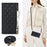 For iPhone 14 Rhombus Imprinted Phone Case PU Leather Zipper Pocket Wallet Stand Drop-proof Flip Phone Cover with Shoulder Strap - Black - 5