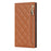 Cell Phone Cover For iPhone 14 Pro, PU Leather Zipper Pocket Wallet Stand Protective  Rhombus Imprinted Phone Case with Shoulder Strap - Brown - 7