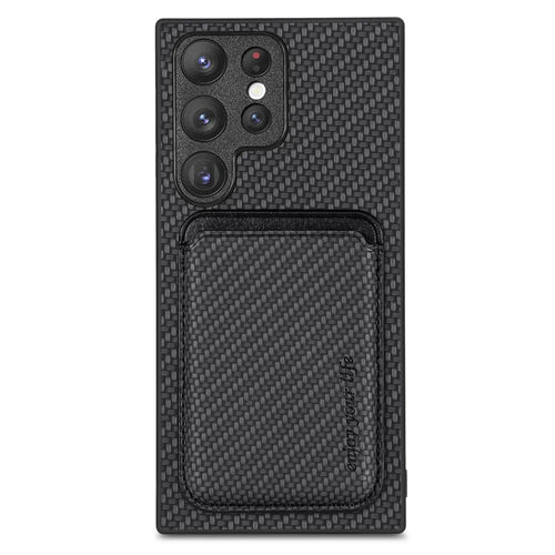 For Samsung Galaxy S23 Ultra Carbon Fiber Texture 2-in-1 Detachable Phone Case Card Holder PU Leather + TPU + PVC Hybrid Cover - Black - 1