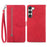 For Samsung Galaxy S23+ Zipper Wallet Case with Strap Flower Imprint PU Leather Phone Cover - Red - 1