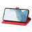 For Samsung Galaxy S23+ Zipper Wallet Case with Strap Flower Imprint PU Leather Phone Cover - Red - 3