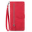 For Samsung Galaxy S23+ Zipper Wallet Case with Strap Flower Imprint PU Leather Phone Cover - Red - 7
