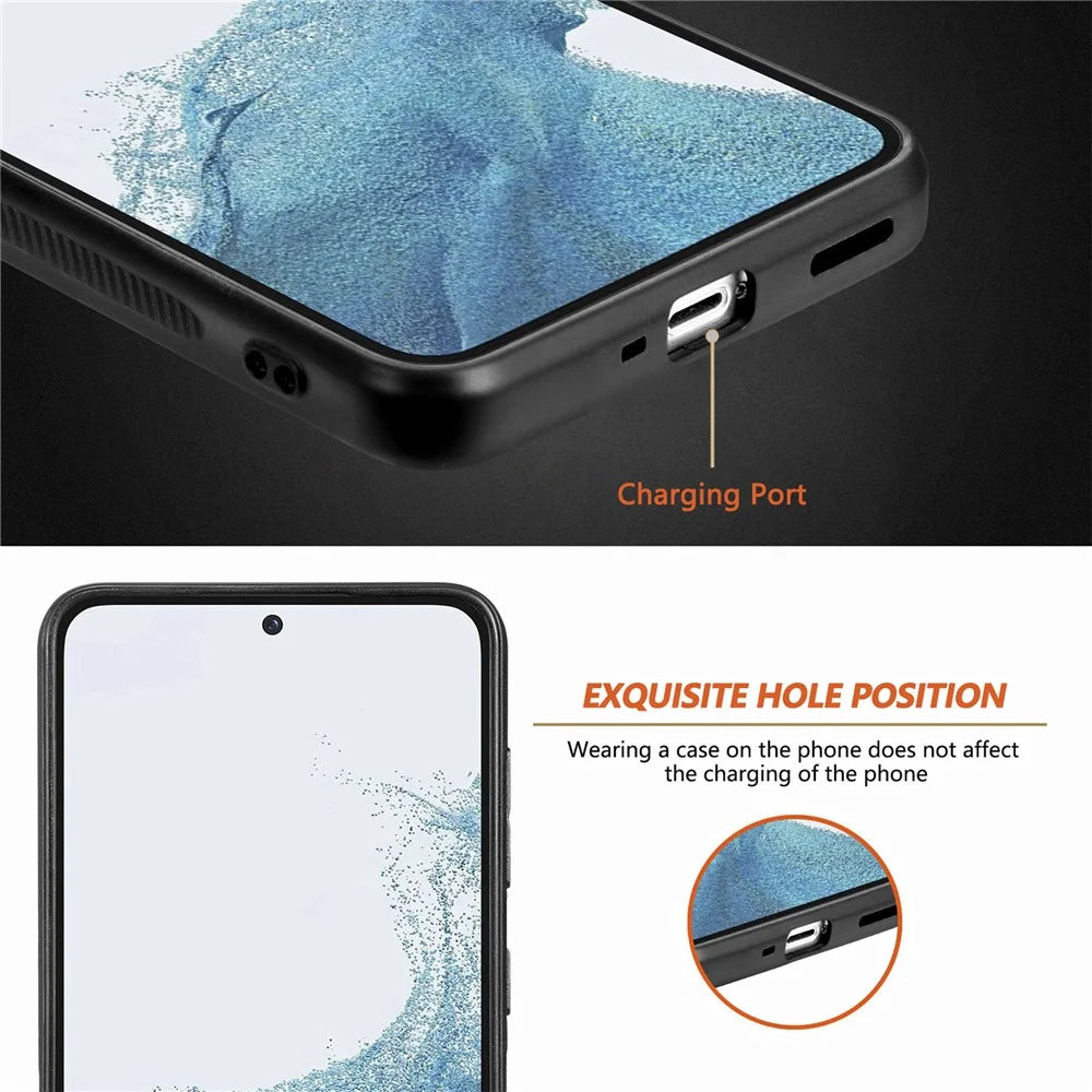 For Samsung Galaxy S23 Carbon Fiber Texture PU Leather Coated Soft TPU Cover Anti-drop Phone Case - Black - 5