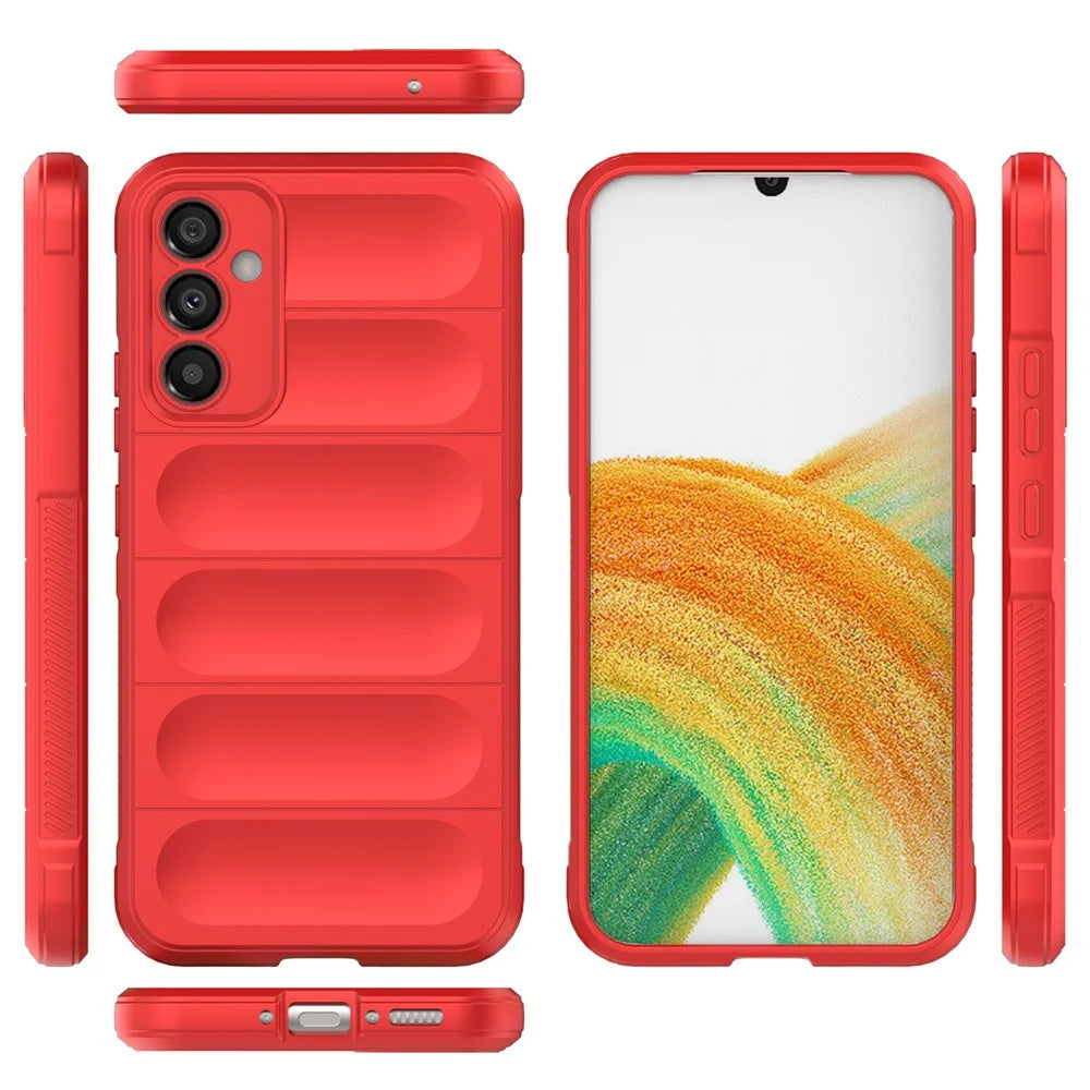 For Samsung Galaxy A34 5G Drop-proof Soft TPU Cell Phone Cover Non-Slip Rugged Back Phone Case - Red - 5