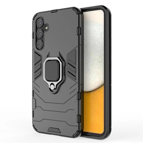 Smartphone Case For Samsung Galaxy A34 5G, TPU+PC Anti-Scratch Back Cover Ring Holder Kickstand - Black - 1