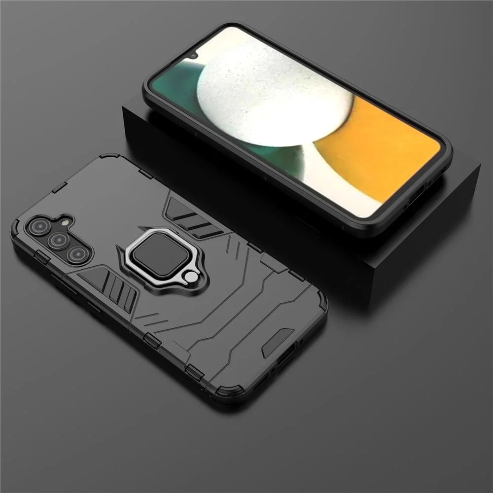 Smartphone Case For Samsung Galaxy A34 5G, TPU+PC Anti-Scratch Back Cover Ring Holder Kickstand - Black - 4