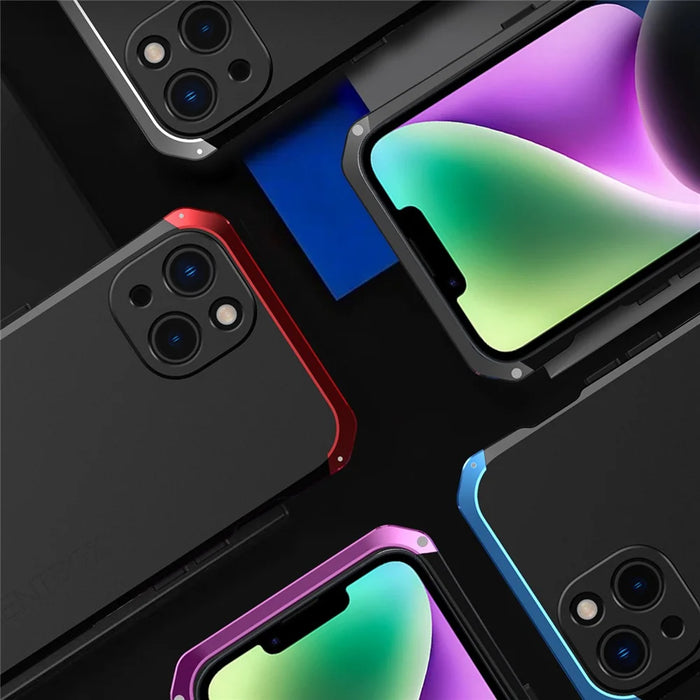 ELEMENT BOX 3-Piece Design Phone Case for iPhone 14, Hard PC Back Metal Frame Anti-scratch Protective Cover - Blue   /   Blue - 5