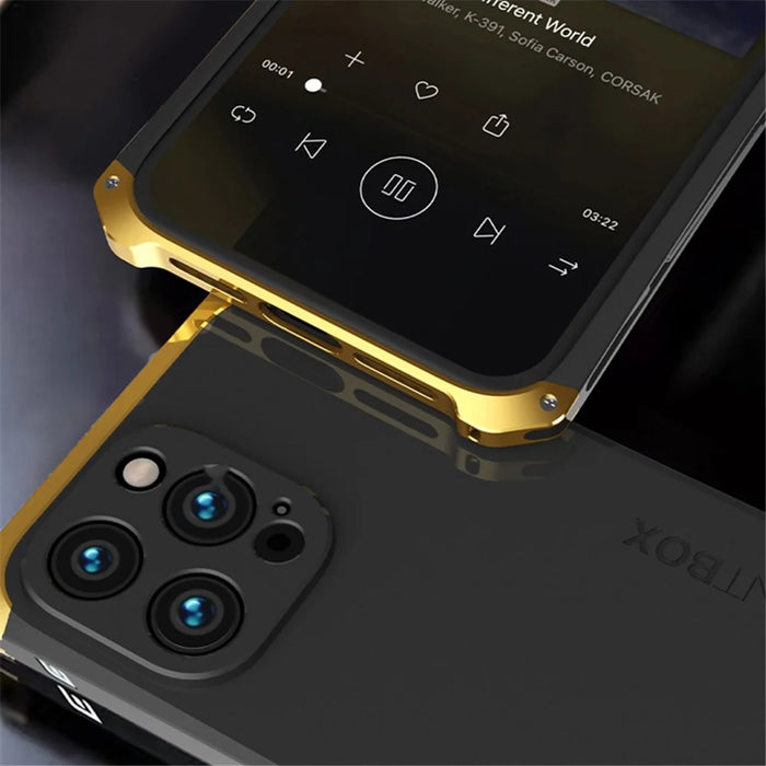 ELEMENT BOX For iPhone 14 Pro Max 3-Piece Design Hard PC Back Cover Metal Frame Shockproof Phone Case - Black  /  Black - 3