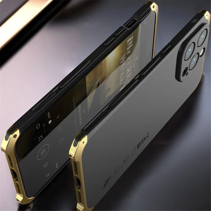 ELEMENT BOX For iPhone 14 Pro Max 3-Piece Design Hard PC Back Cover Metal Frame Shockproof Phone Case - Black  /  Black - 4