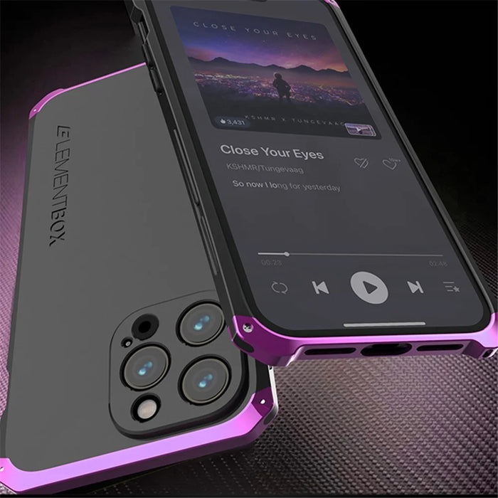 ELEMENT BOX For iPhone 14 Pro Max 3-Piece Design Hard PC Back Cover Metal Frame Shockproof Phone Case - Black  /  Black - 5