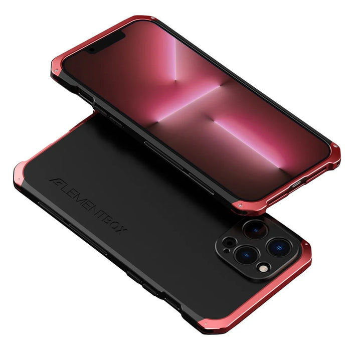 ELEMENT BOX For iPhone 13 Pro 6.1 inch 3-Piece Design Phone Case Hard PC + Metal Frame Drop-proof Protection Cover - Black  /  Red - 1
