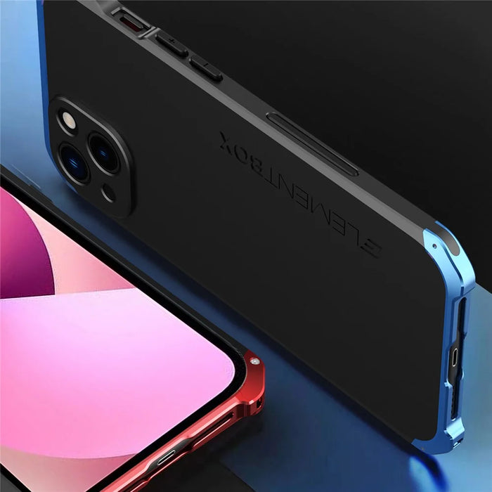 ELEMENT BOX For iPhone 13 mini 5.4 inch 3-Piece Design Hard PC Back Metal Frame Cover Hybrid Phone Case - Black  /  Purple - 4