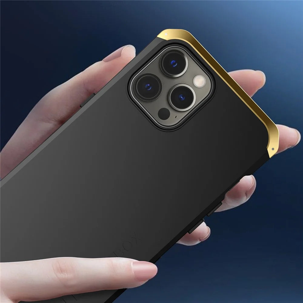 ELEMENT BOX For iPhone 12 Pro Max 6.7 inch 3-Piece Design Phone Case Hard PC Back Metal Frame Anti-drop Hybrid Cover - Black  /  Blue - 2