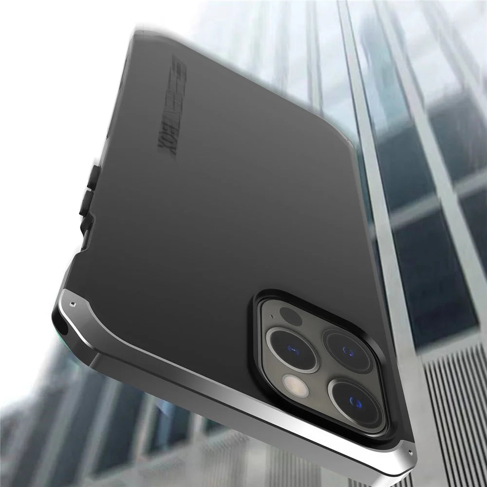 ELEMENT BOX For iPhone 12 Pro Max 6.7 inch 3-Piece Design Phone Case Hard PC Back Metal Frame Anti-drop Hybrid Cover - Black  /  Blue - 5
