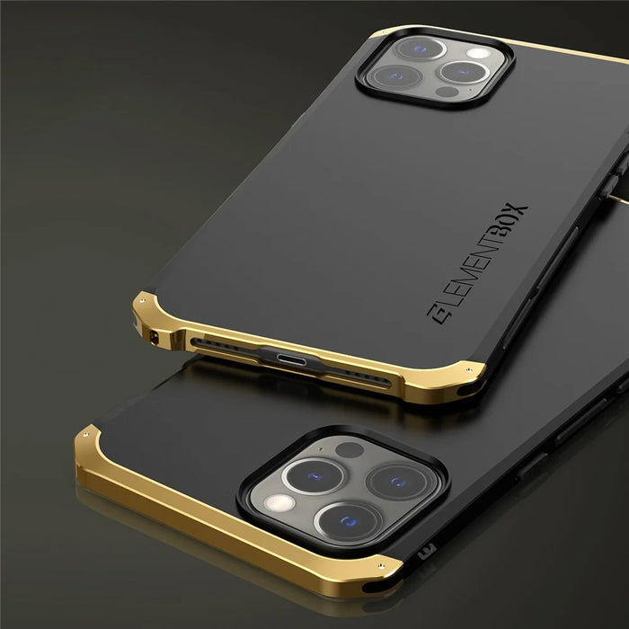 ELEMENT BOX For iPhone 12 / 12 Pro 6.1 inch 3-Piece Design Hard PC Back Metal Frame Phone Case Shockproof Protection Cover - Black  /  Blue - 3