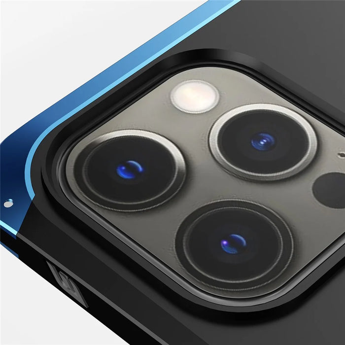 ELEMENT BOX For iPhone 12 / 12 Pro 6.1 inch 3-Piece Design Hard PC Back Metal Frame Phone Case Shockproof Protection Cover - Black  /  Blue - 4