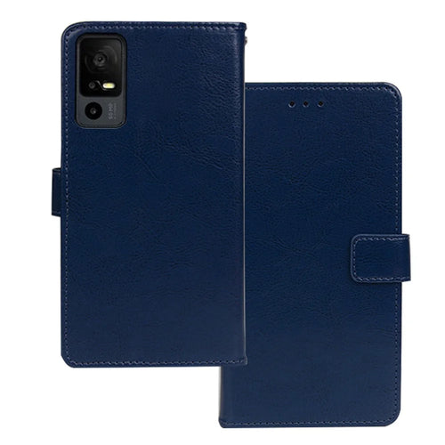 IDEWEI For TCL 40R 5G Crazy Horse Texture PU Leather + TPU Case Stand Wallet Magnetic Clasp Phone Cover - Blue - 1
