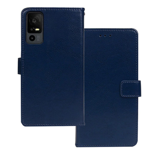 IDEWEI For TCL 40R 5G Crazy Horse Texture PU Leather + TPU Case Stand Wallet Magnetic Clasp Phone Cover - Blue - 1