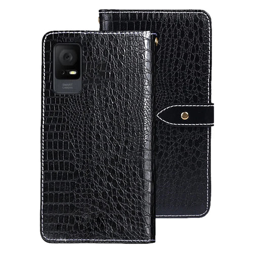 IDEWEI For TCL 405 Crocodile Texture PU Leather Cell Phone Cover Full Protection Inner TPU Case with Wallet Stand - Black - 1