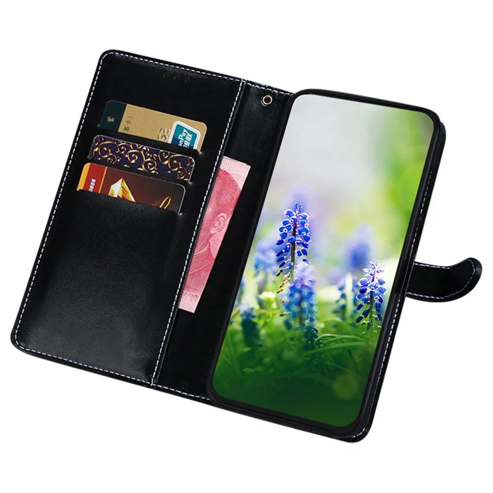 IDEWEI For TCL 405 Crocodile Texture PU Leather Cell Phone Cover Full Protection Inner TPU Case with Wallet Stand - Black - 2