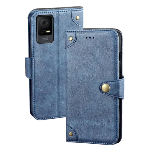 IDEWEI For TCL 405 Fine Texture PU Leather Case Stand Wallet Full Protection Inner TPU Phone Cover - Blue - 1