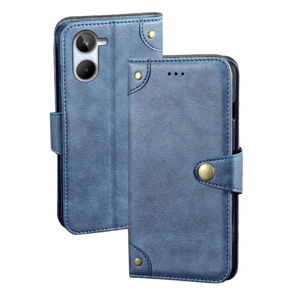 IDEWEI For Realme 10 4G Fine Texture PU Leather Phone Case Shockproof Inner TPU Stand Wallet Flip Cover - Blue - 1