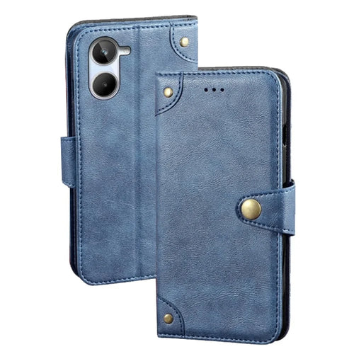 IDEWEI For Realme 10 4G Fine Texture PU Leather Phone Case Shockproof Inner TPU Stand Wallet Flip Cover - Blue - 1