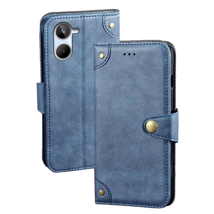 IDEWEI For Realme 10 4G Fine Texture PU Leather Phone Case Shockproof Inner TPU Stand Wallet Flip Cover - Blue - 1