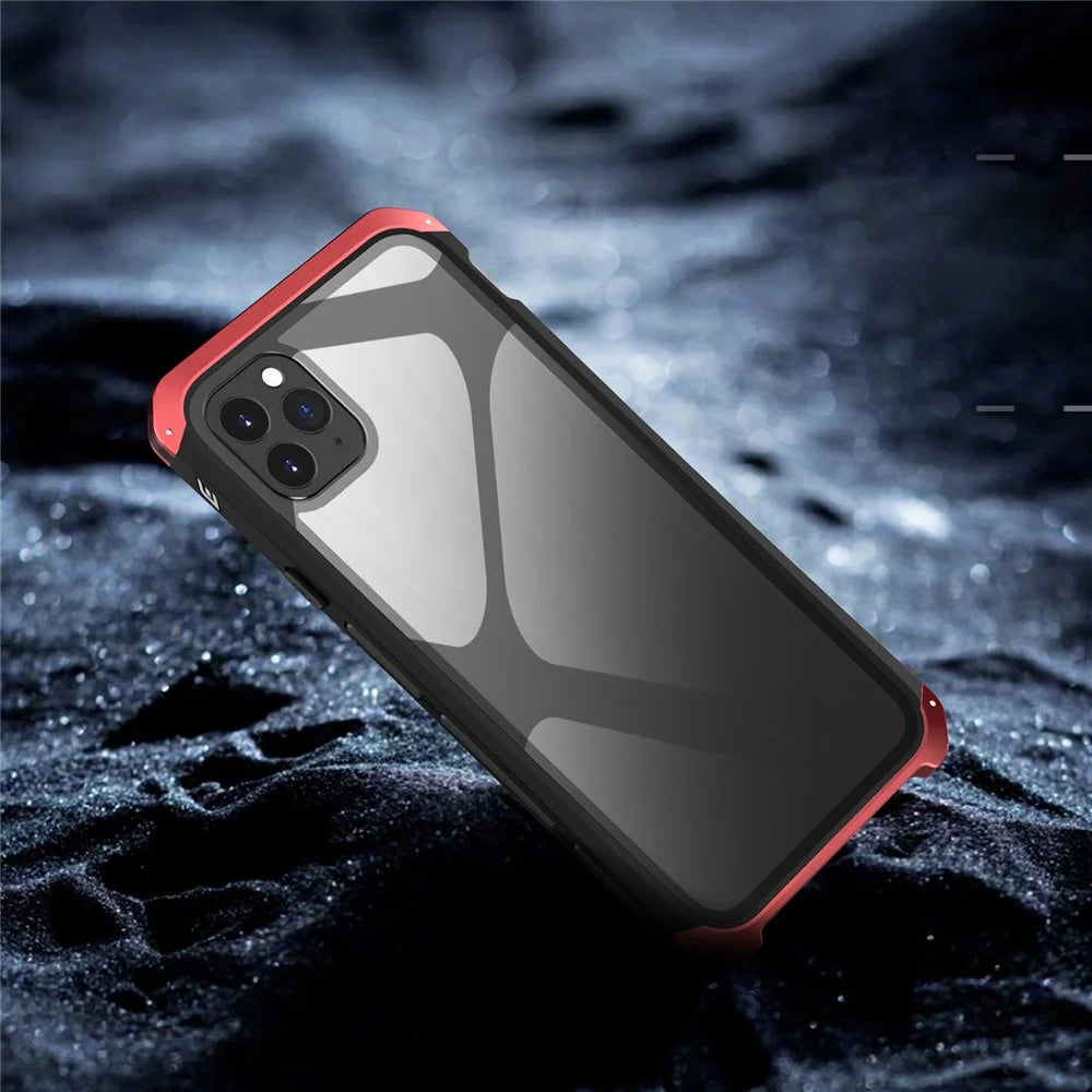 ELEMENT BOX For iPhone 11 Pro Max 6.5 inch Drop Protection 3-Piece Design Mobile Phone Cases Metal +Tempered Glass Hybrid Back Cover - Black Blue - 4