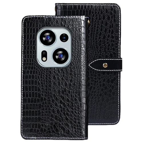IDEWEI For TECNO Phantom X2 5G Crocodile Texture PU Leather Stand Wallet Case Magnetic Clasp Phone Cover - Black - 1