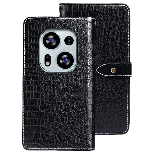 IDEWEI For TECNO Phantom X2 5G Crocodile Texture PU Leather Stand Wallet Case Magnetic Clasp Phone Cover - Black - 1